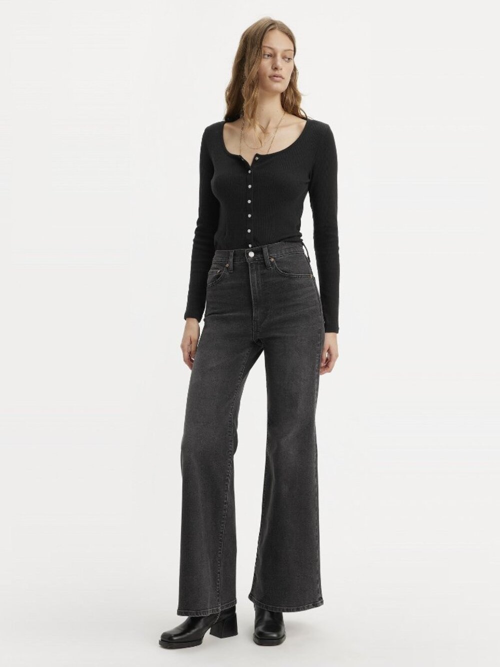Levi's Ribcage Bell Black Jeans W26 L32
